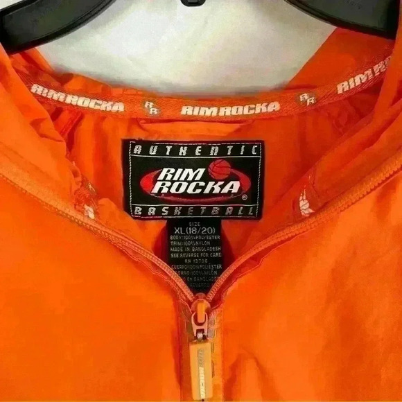 Rim Rocka Neon Orange 1/4 Zip Hooded Windbreaker Size XL (18/20) Y2K - Picture 3 of 4